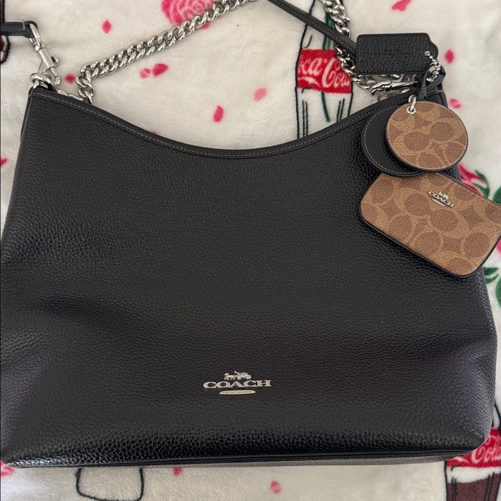 Coach Black laurel  Shoulder Bag with Silver Chain strap